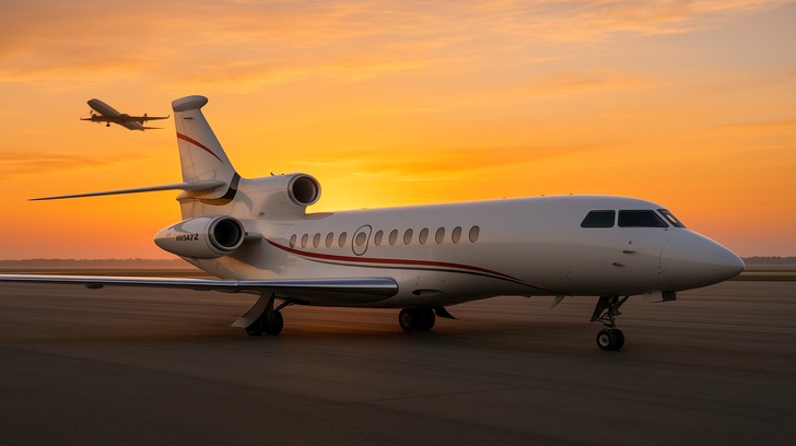 Dassault Falcon 7X на фоне рассвета