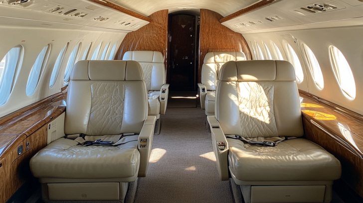 Частный самолет Falcon 7X на фоне ангара