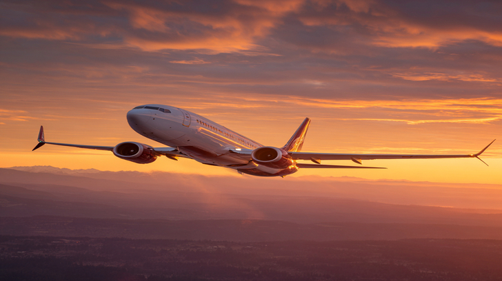 Пассажирский самолет Boeing 737 на взлетной полосе